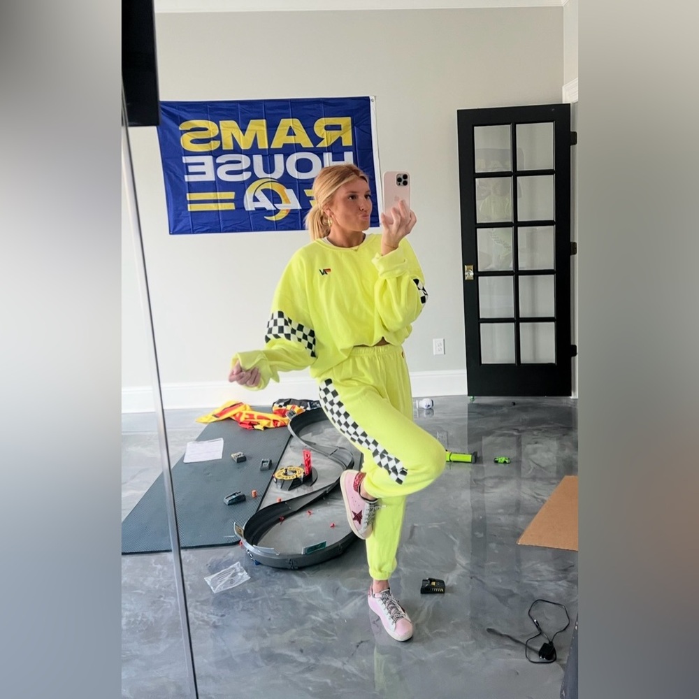 Aviator Nation Neon Green Checkered set